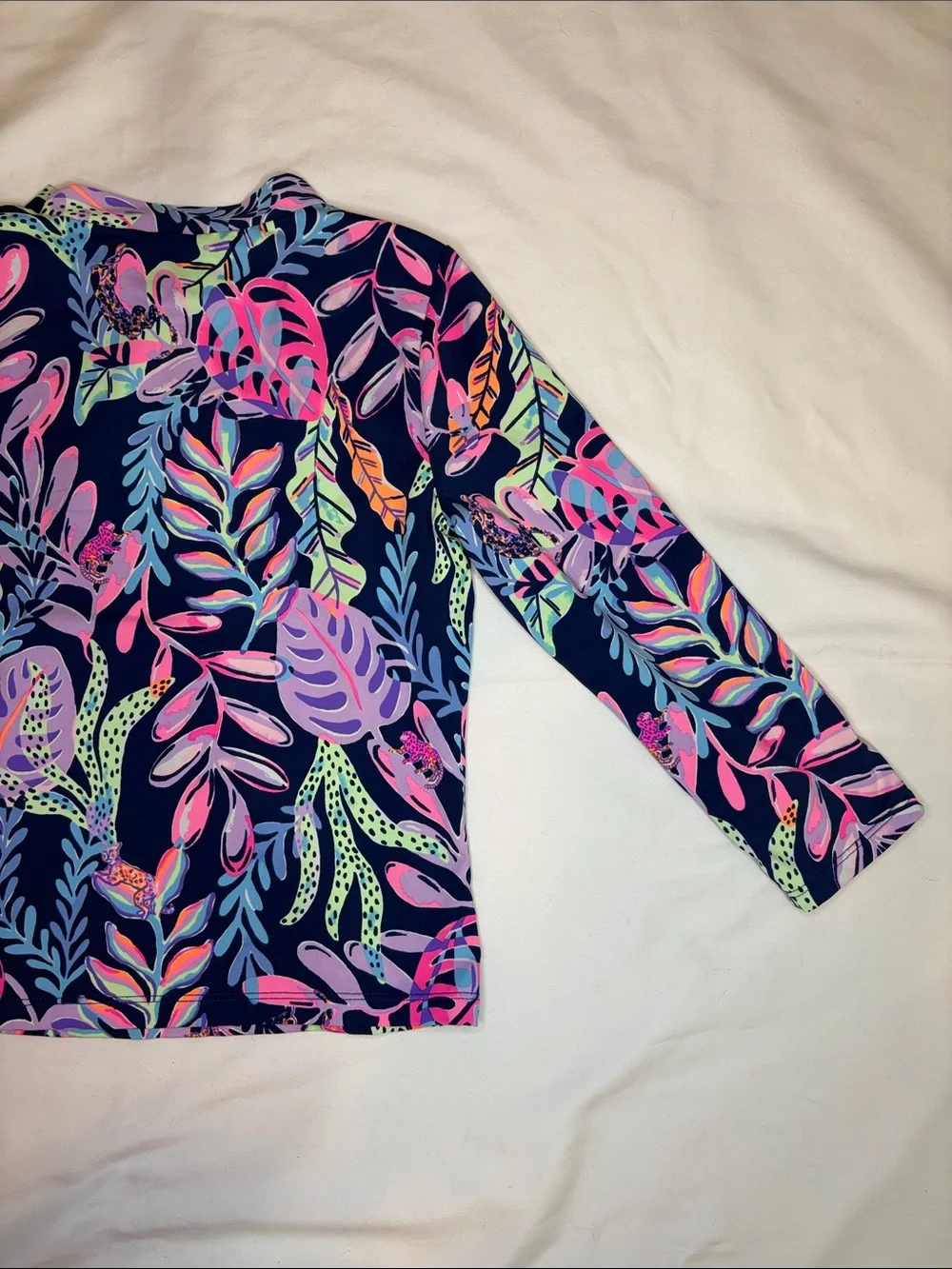Youth Girls Lilly Pulitzer Long Sleeve Beach Swim Rash Guard Tropical Navy Sea